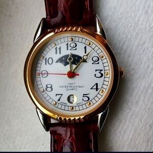 Moon Phases & Date Indicator Brown Strapped Watch
